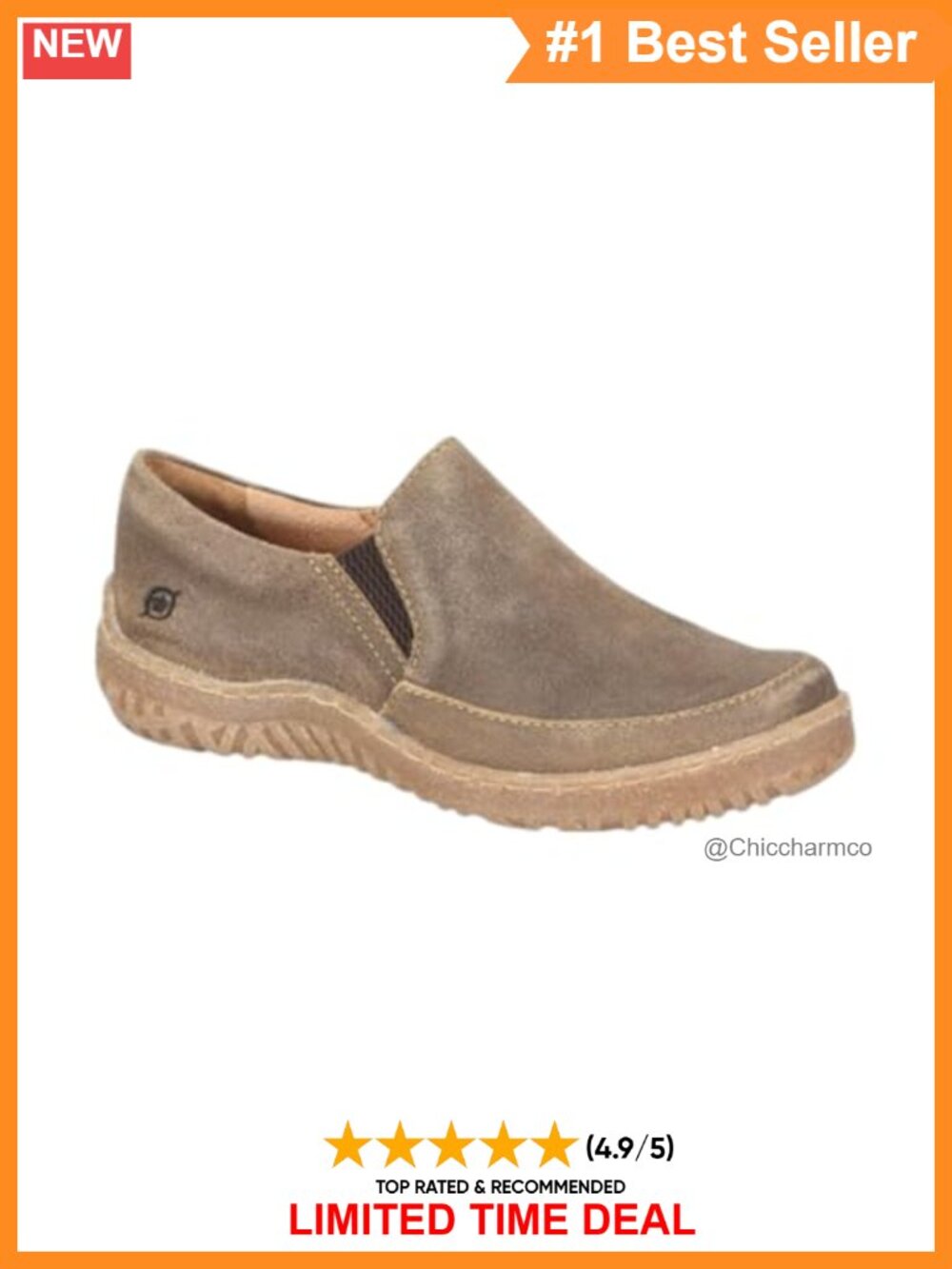 Distressed Suede Slip-On Loafers with Cork Infused Outsole